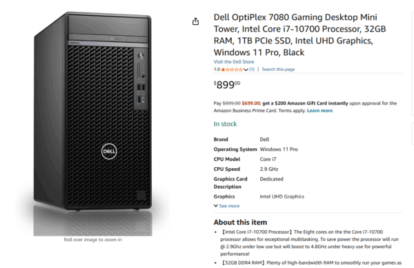 Dell Optiplex 7080 Mini Tower with 1TB NVME SSD, i7-10700 CPU, 32GB RAM, Windows 11 PRO and Microsoft Office 2021 Computer Only ST 59LCQ53 REFURBISHED - Image 2