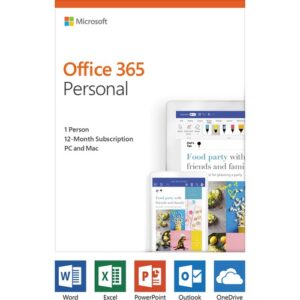 Microsoft Office 365 Personal Subscription License - 1 PC/Mac, 1 Person - 12 Month - Download - All Languages