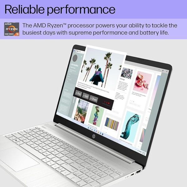 HP 15.6" Laptop 15-ef2013dx with Crucial P310 1TB NVME SSD, Ryzen 5 5500U CPU, 24GB RAM, Windows 11 PRO and Microsoft Office 2021 Computer Only SN 5CD2131W1N REFURBISHED - Image 2