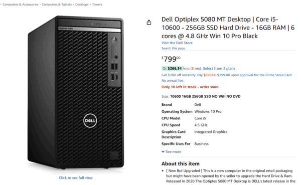 Dell Optiplex 5080 Mini Tower with Crucial P310 1TB SSD, i7-10700 CPU, 32GB RAM, Windows 11 PRO and Microsoft Office 2021 Computer Only ST CMBVM83 REFURBISHED - Image 2