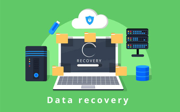 New Horizon Data Recovery Page Laptop with Green Background Image