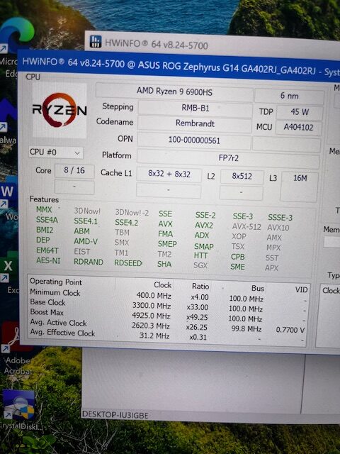 ASUS ROG Zephyrus 14” Gaming Laptop with 1 TB NVME SSD, AMD Ryzen 9 6900HS CPU, 16GB DDR5 RAM, AMD Radeon RX 6700S Graphics, White, Windows 11 PRO and Microsoft Office 2021 Computer Only SN NBNRKD005677458 REFURBISHED - Image 9