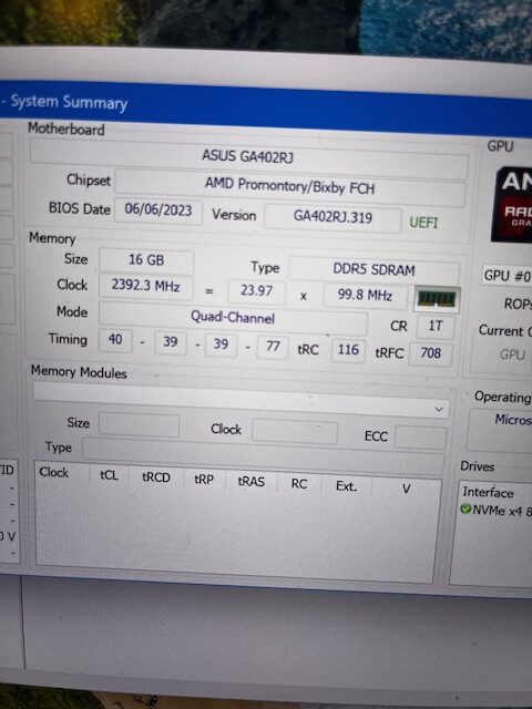 ASUS ROG Zephyrus 14” Gaming Laptop with 1 TB NVME SSD, AMD Ryzen 9 6900HS CPU, 16GB DDR5 RAM, AMD Radeon RX 6700S Graphics, White, Windows 11 PRO and Microsoft Office 2021 Computer Only SN NBNRKD005677458 REFURBISHED - Image 12